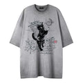 Dreamy black cat print short sleeved shirt