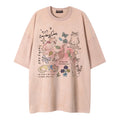 Cat butterfly print short sleeved shirt